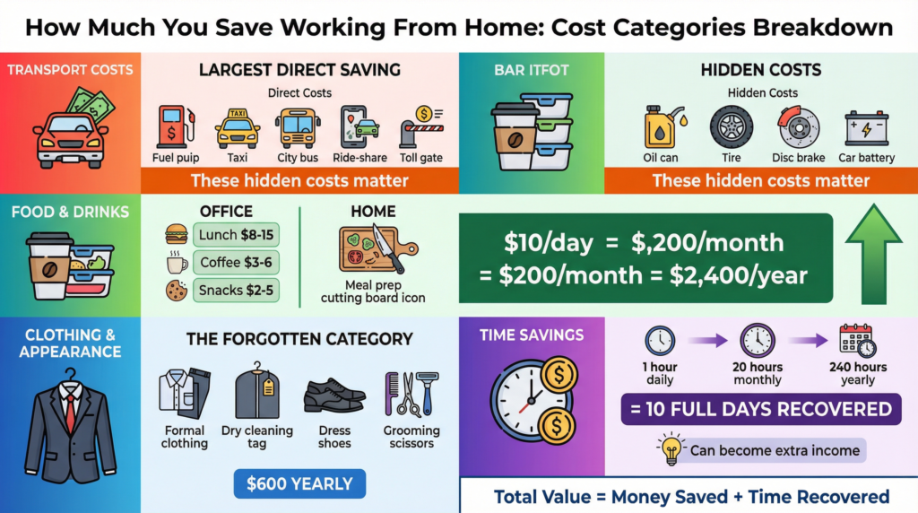 Work From Home Savings Calculator shows how much you save working from home